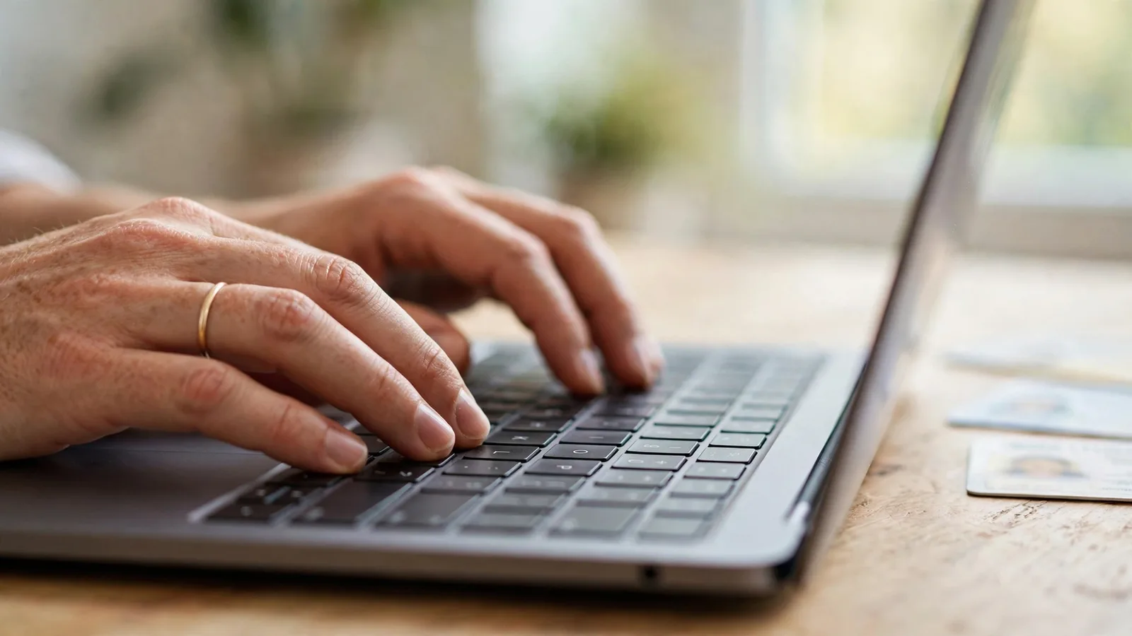 Manos escribiendo en el teclado de una laptop